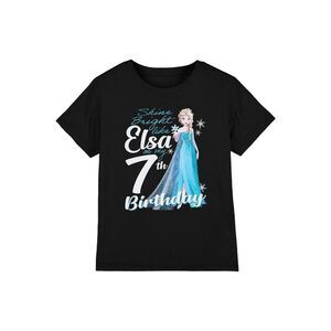 Frozen Childrens/Kids Bright Like Elsa 7th Birthday T-Shirt / Black